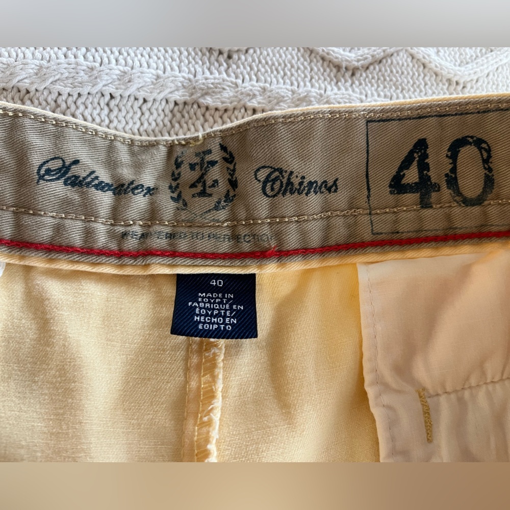 IZOD Saltwater Chinos Light Yellow Flat Front Dress Shorts Men’s Size 40W - Picture 11 of 15